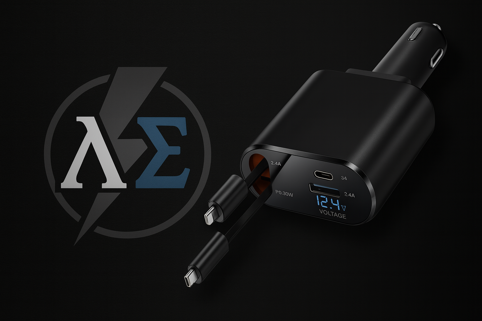 LuxCharge™ 4-in-1 Fast Car Charger with Digital Display
