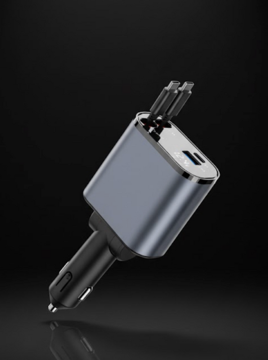 LuxCharge™ 4-in-1 Fast Car Charger with Digital Display - Type C + Type C